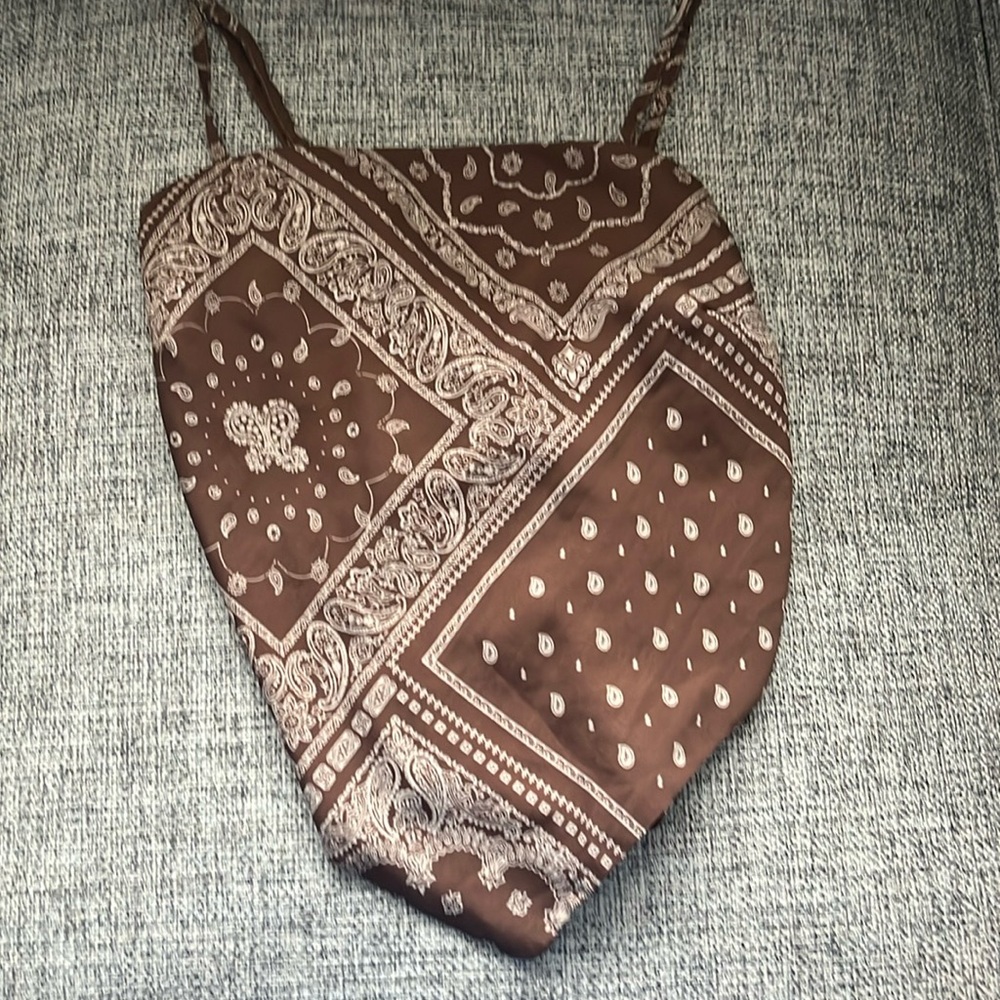 Brown tank top bandana top from dennys in size small